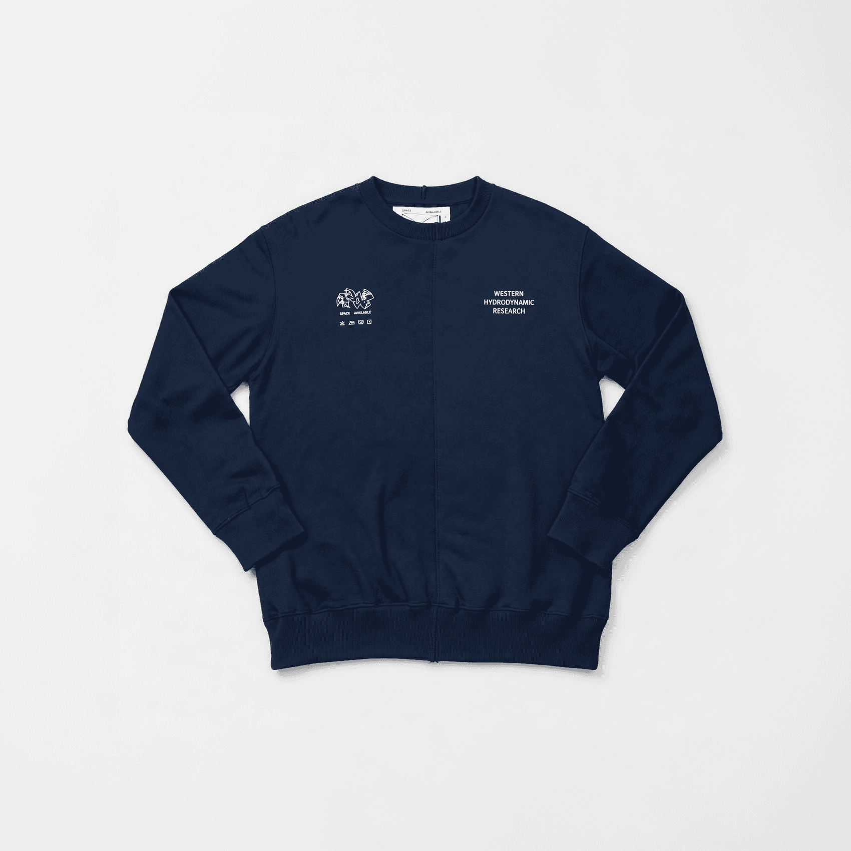 Navy crewneck outer with small white chest prints